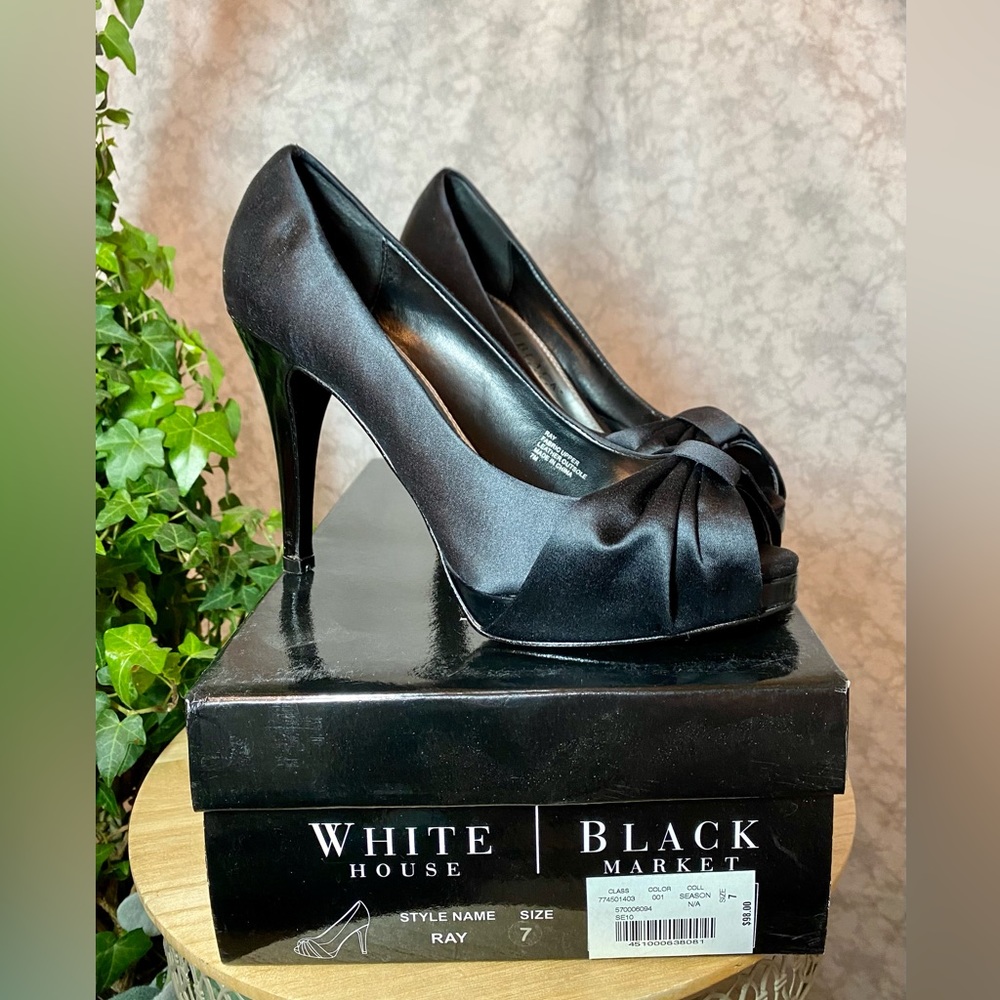 WHBM 🖤 Satin and Leather Heels